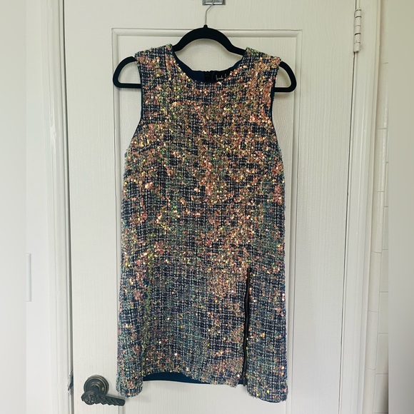 Nicole Miller Collection Sequined Bouclé Shift Dress - Picture 2 of 9